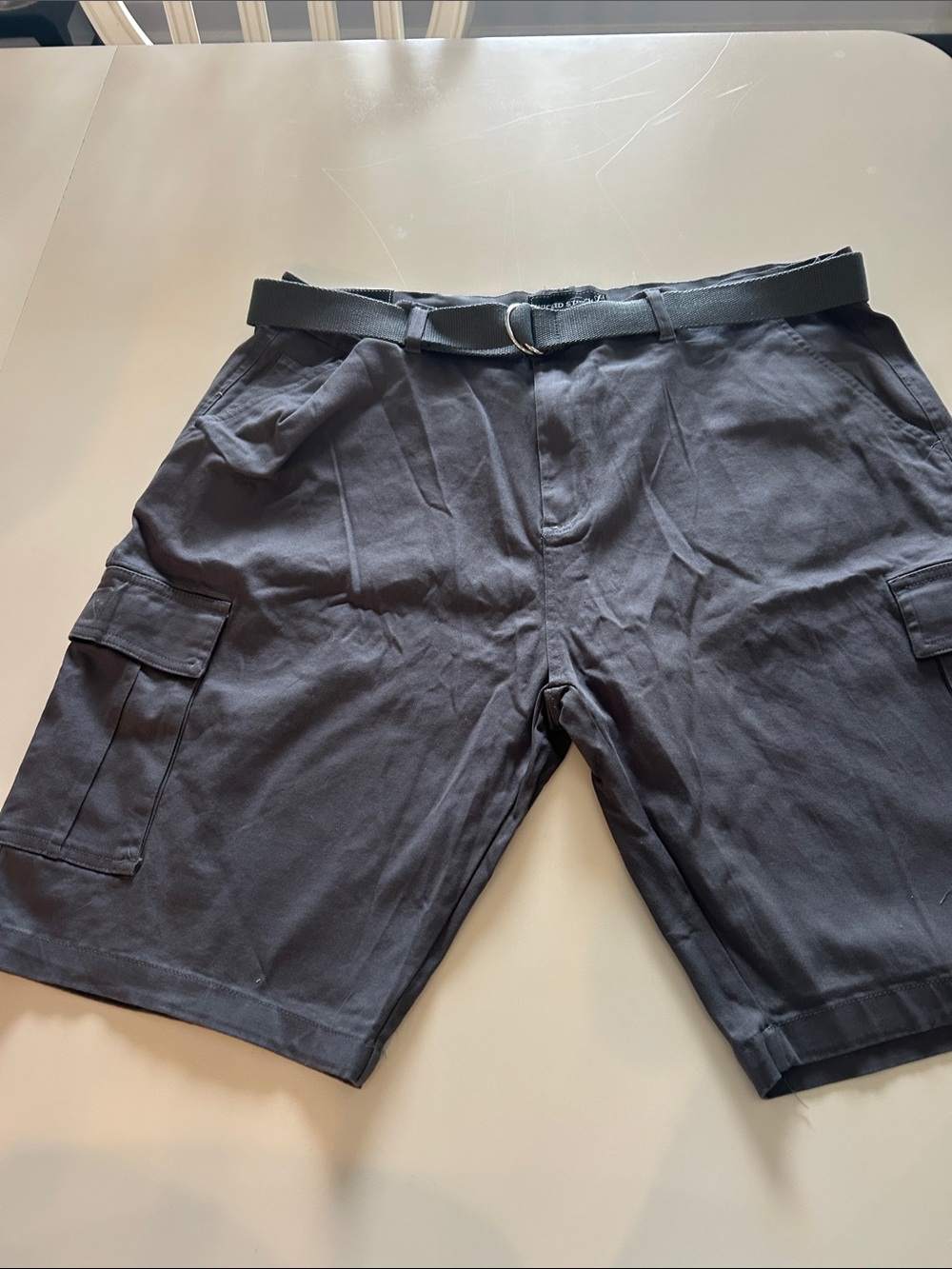 Men's Cargo Shorts — Dark Charcoal Utility Style with Belt